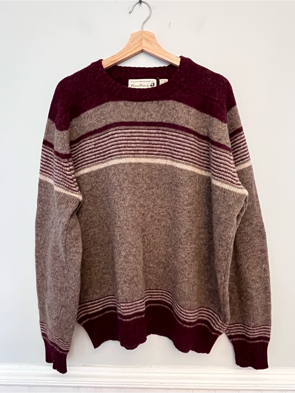 Vintage George Richards Striped Wool Pullover Sweater, Size 3X